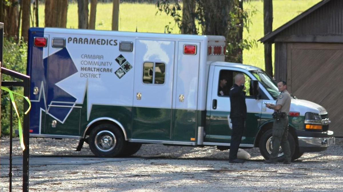 A Cambria Community Healthcare District ambulance waits at San Simeon during a cliff rescue operation in 2017. Some community members have expressed concern about potential cuts in ambulance service.
