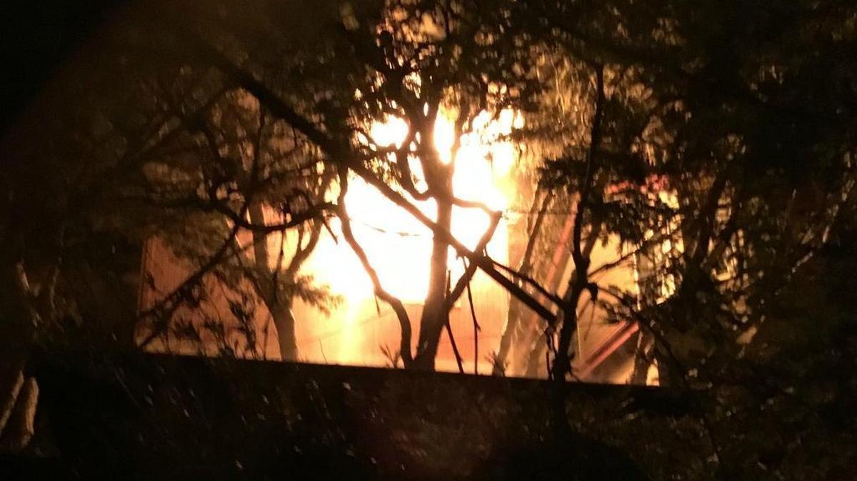 Neighbor Victoria Greene took this photo of the fire on Leona Drive after it started.