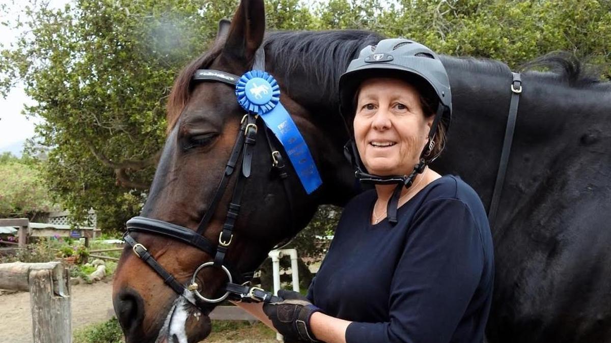 Cambria author Catherine Ryan Hyde with her 11-year-old dressage horse, Soul.