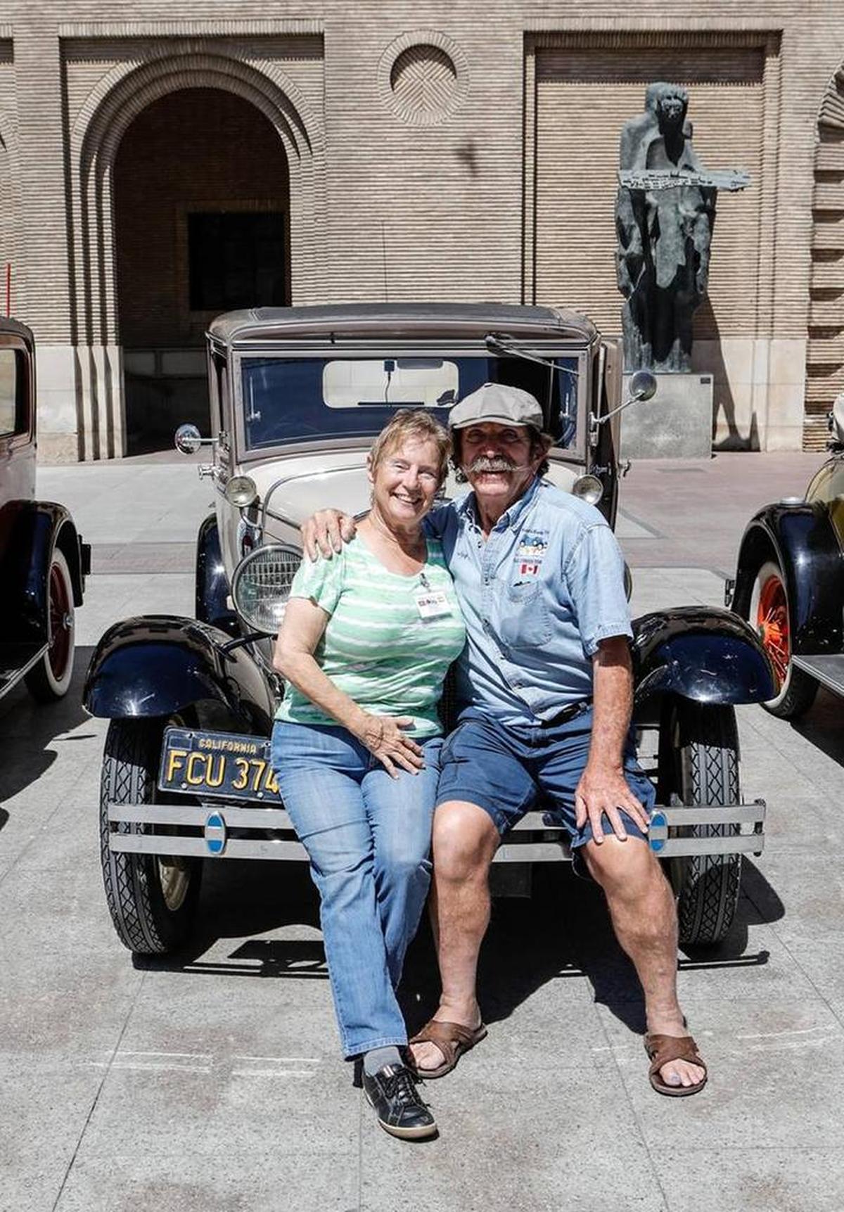 Jay and Pat Burbank on a Model A Touring Club stop May 12 in Zamora, Spain.