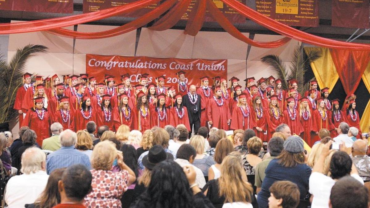 Coast Union graduated 62 students in 2009 ceremonies, seen here. Fewer will graduate this year, but many are going on to top universities.