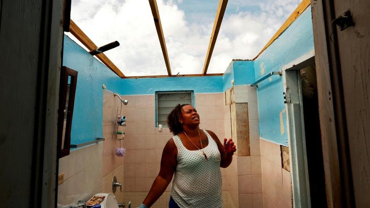 Adele Thomas and her family survived Hurricane Irma after it roared through her house, ripping the roof off and destorying all the contents.