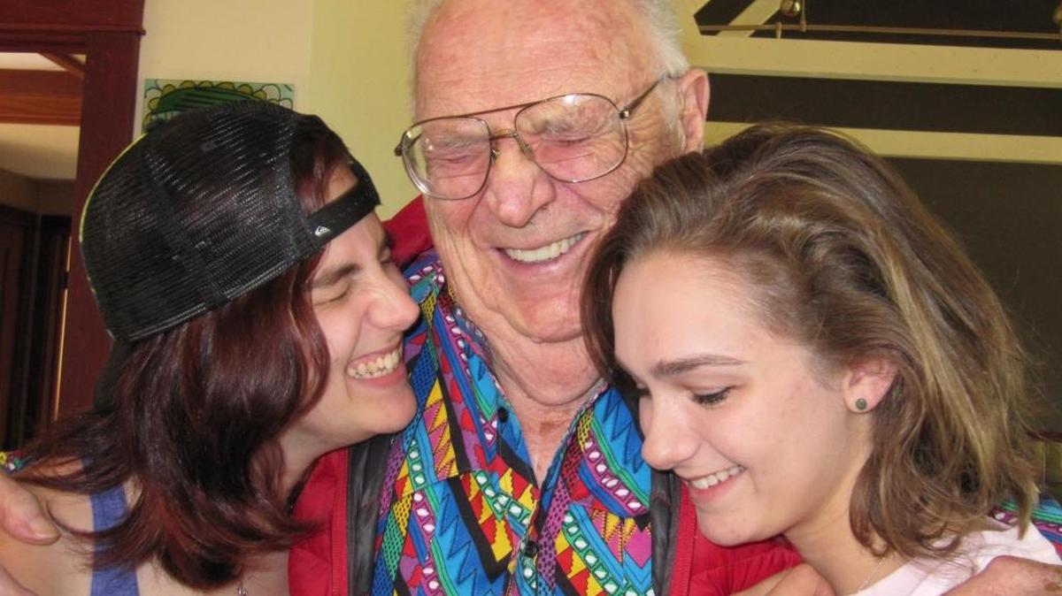 Is Husband Richard a step grandpa to these two? Technically, yes. But that’s certainly not how they see him, and to him, they are beloved granddaughters. No step involved. Caitlyn, left, and Alyssa are seen with Richard in a photo taken May 26.