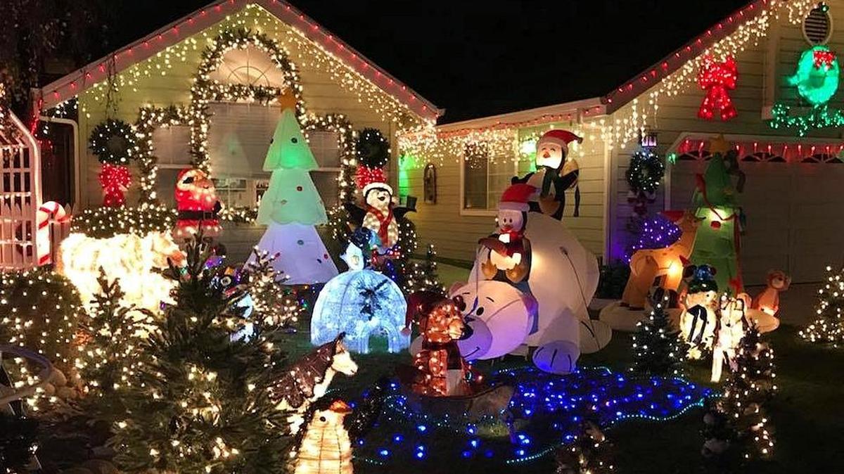 This house on Cambria’s Wood Drive is decorated to the hilt, with lights, penguins, candy canes, an inflatable polar bear, an igloo and much more.