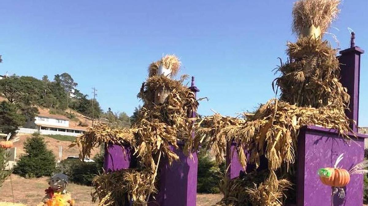 Ron Castadio and Linda Ennen of J. Patrick House created “Royal Cornstalkers,” who greet visitors on their way into town from Highway 1 along Cambria Drive.