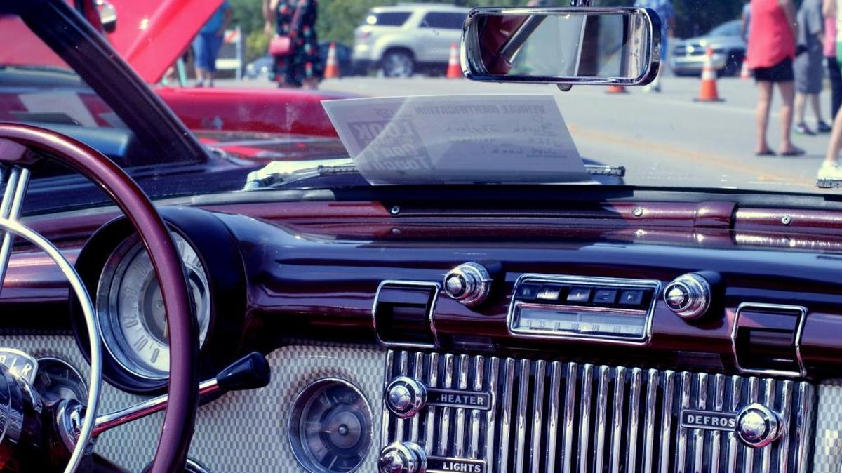 The view of the 2017 Pinedorado Car Show from the front seat of one of the entries.