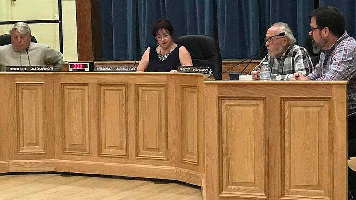 Cambria Community Services directors, from left, Jim Bahringer, Amanda Rice (president), Harry Farmer (vice president) and Aaron Wharton attend a meeting Monday, Dec. 11, to consider applications to fill a vacant seat on the board.