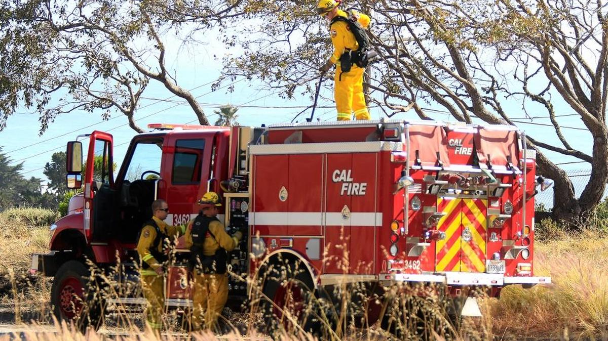 Several fires burned along Highway 1 in Cayucos on Sunday afternoon.