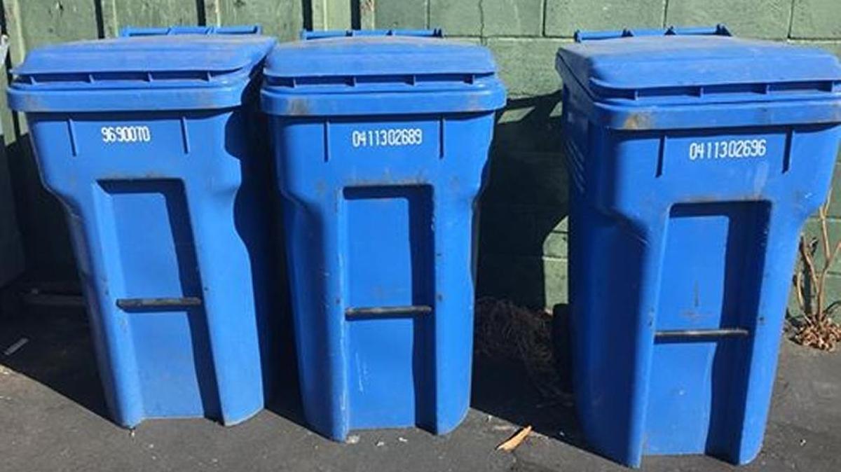 Recycling bins.