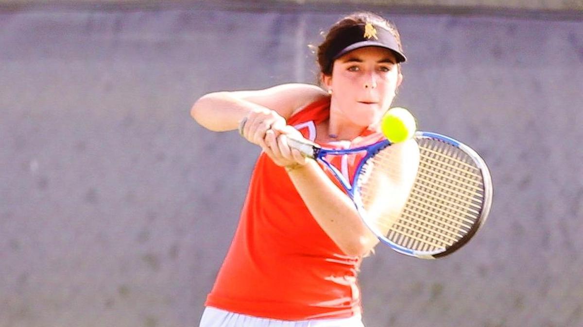 Senior Zoe Markham was named MVP of the 2017 season by coach Shannon Sutherland. Here she battles in a match earlier this season.