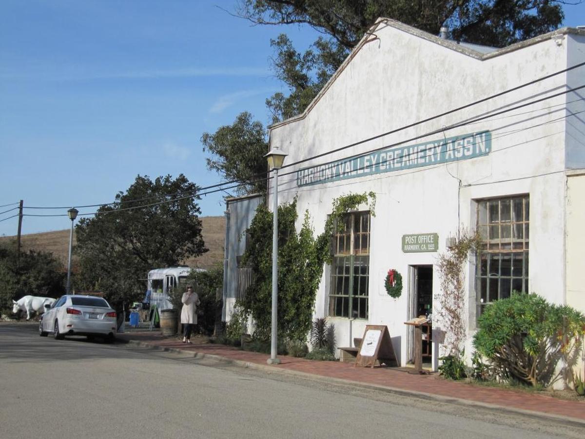 The Harmony Valley Creamery building serves as the centerpiece of the small town’s central strip.