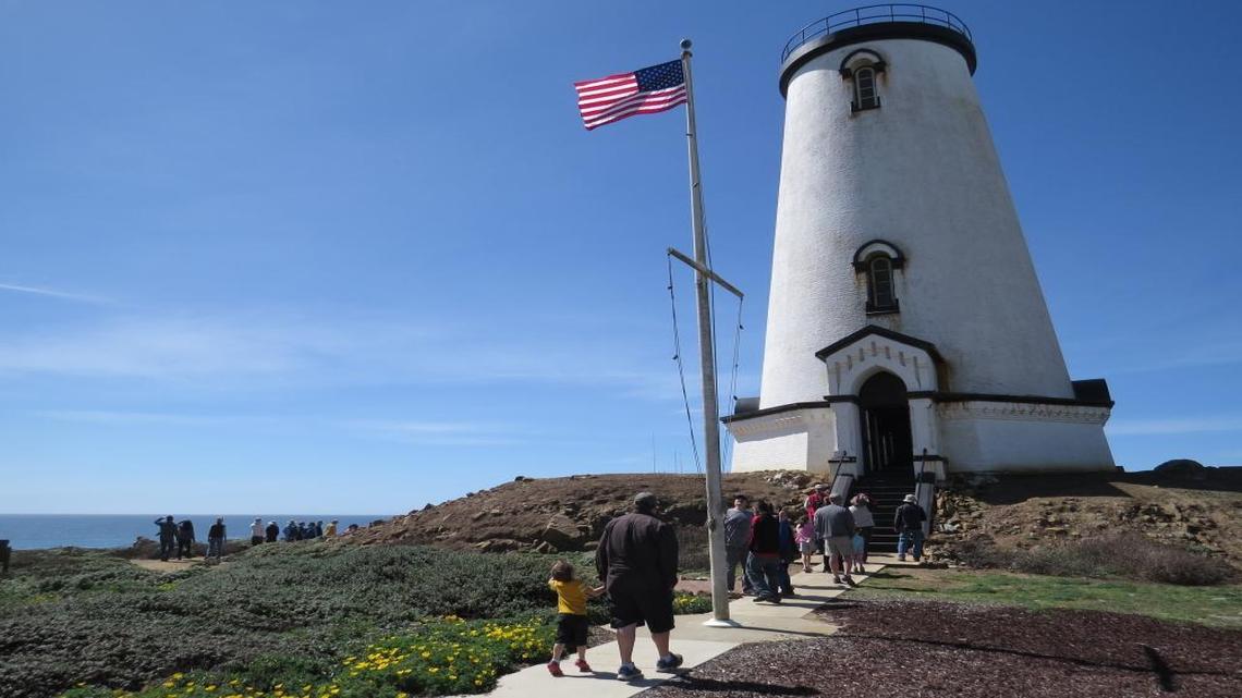 Visitors enter the Piedras Blancas Light Station.