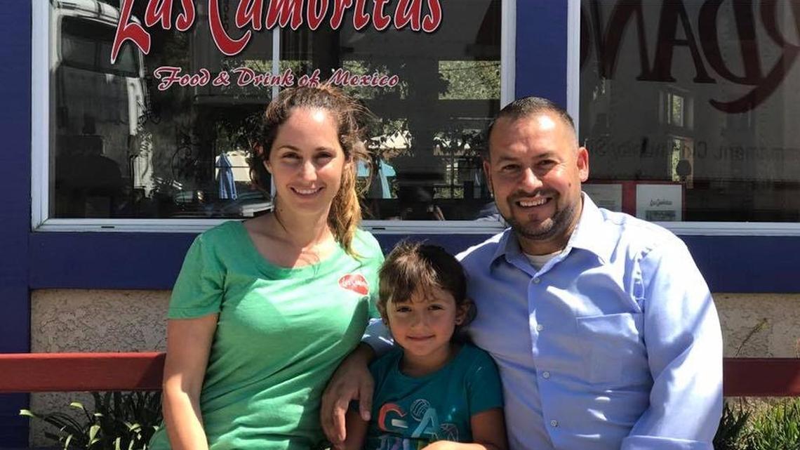 Theresa, Olivia and Miguel de Alba outside Las Cambritas in Cambria’s East Village on Tuesday, Aug. 8.