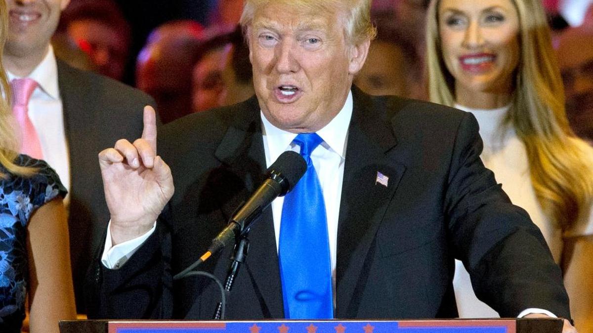 Republican presidential candidate Donald Trump speaks in New York earlier this month.