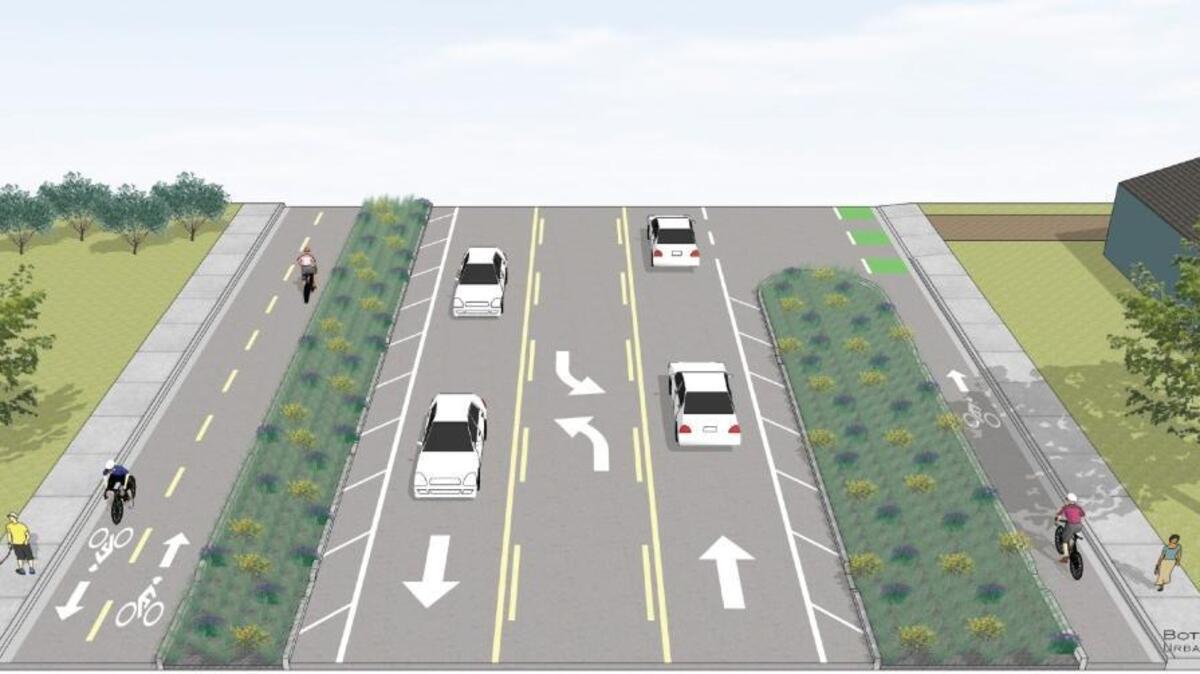 The long-term plan for the Highway 41 corridor calls for improvements that could include expanded bike lanes and planted buffers to separate vehicle and bicycle traffic.