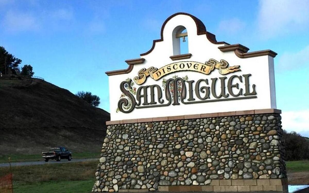 The new San Miguel gateway monuments will be dedicated at a ribbon-cutting on Thursday.