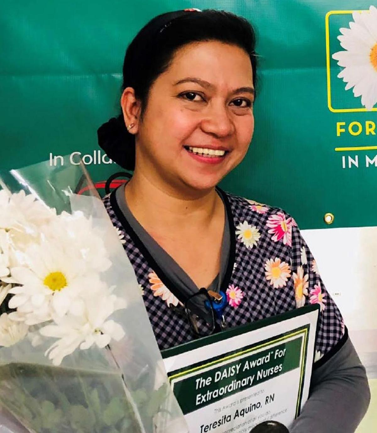 Teresita Aquino was recently honored with the DAISY Award for being an extraordinary nurse at Sierra Vista Regional Medical Center.
