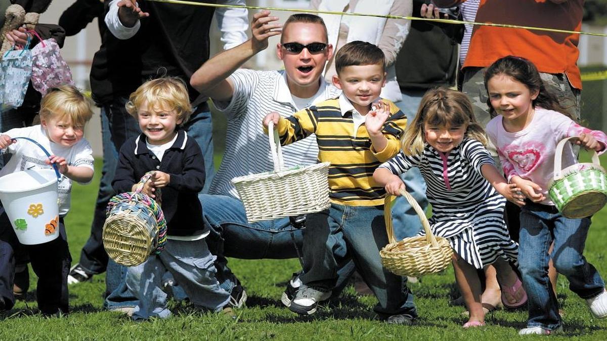 Three- and 4-year-olds race off at the word “go” to find Easter eggs at Shell Beach Elementary School in 2007.