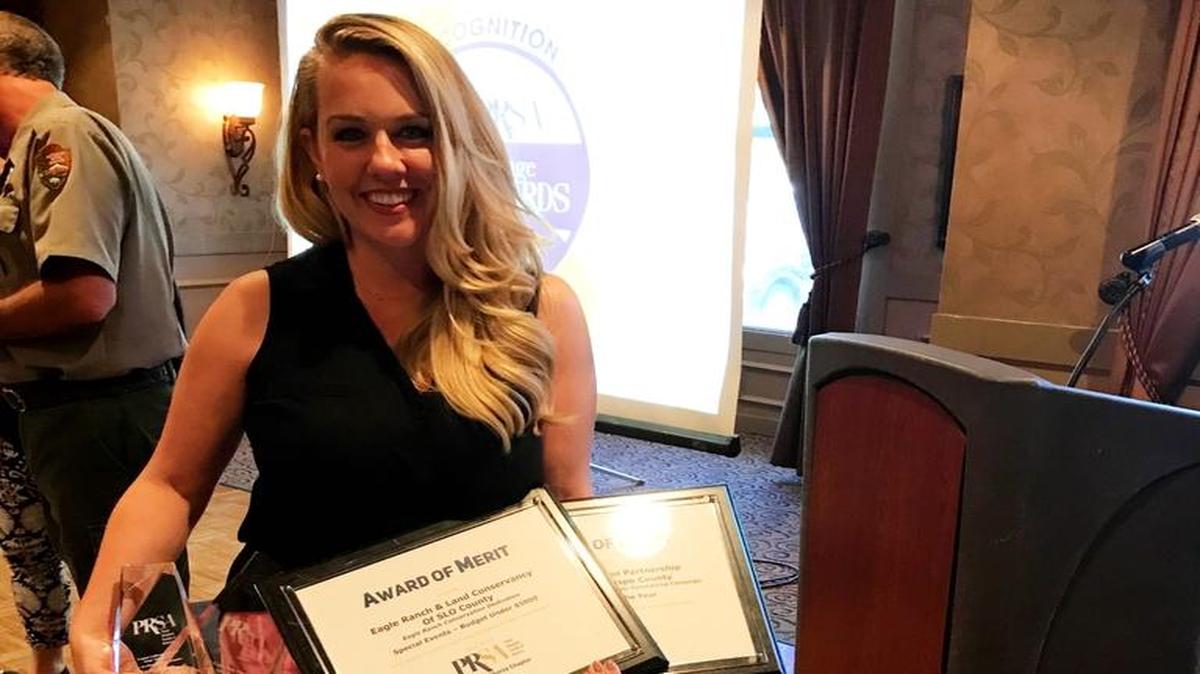Courtney Meznarich, account manager for Barnett Cox & Associates, was on hand to receive four Image Awards from the Public Relations Society of America at a ceremony held in Fresno.