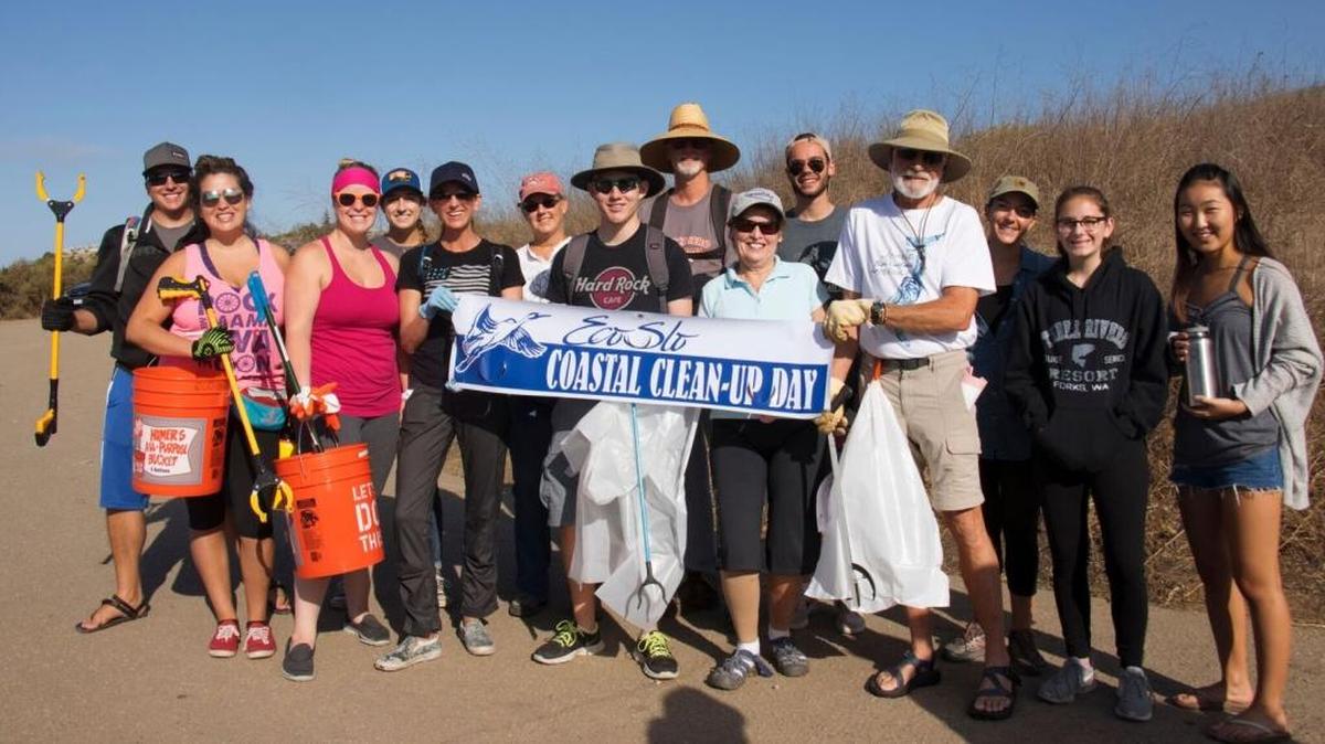 Volunteers who helped clean up Pirate’s Cove near Avila Beach during the annual Coastal Cleanup Day recently.
