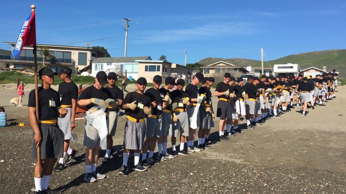 Students of the Grizzly Challenge Charter School in San Luis Obispo were recently photographed as they prepared for a beach cleanup at the 24th Street access in Cayucos.