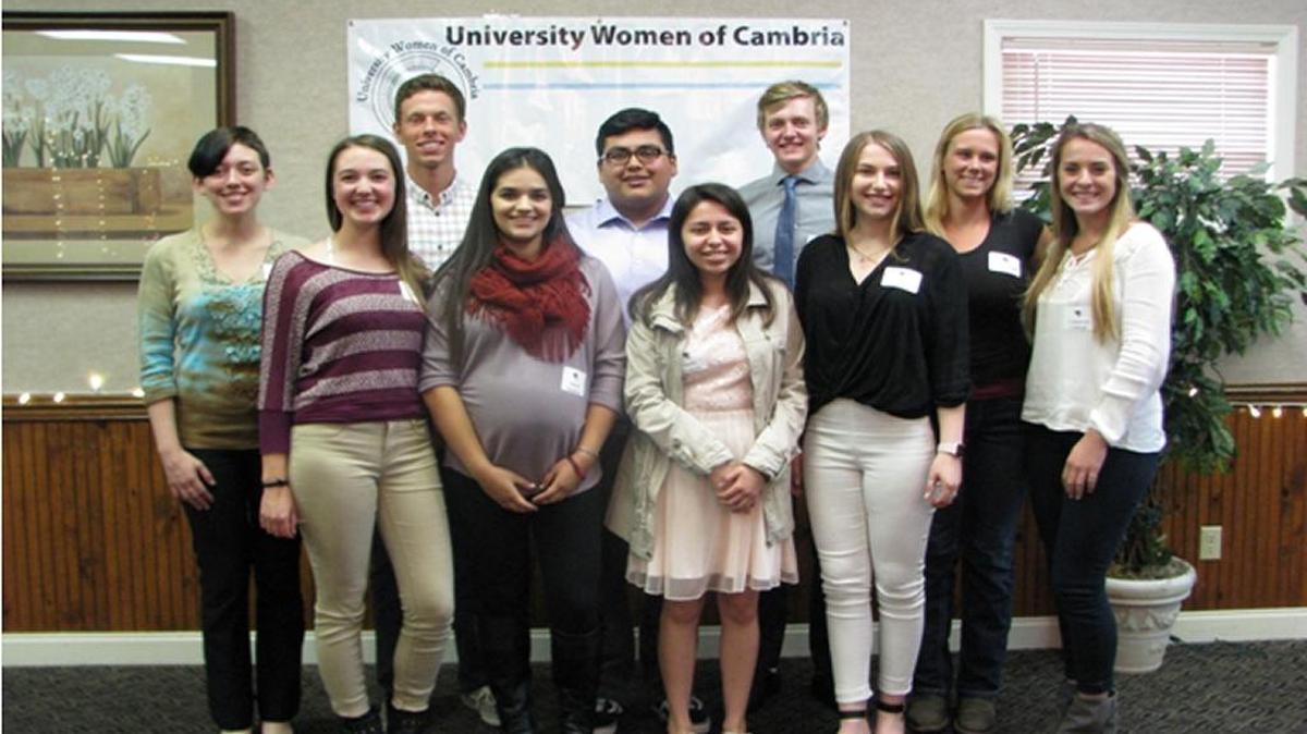 These recent Cambria high school graduates each received a $1,000 scholarship from the University Women of Cambria. From left, back row: Margaret Hall, Thor Ronemus, Brayan Pena, Nick Roper and Tara Covell. Front row: Annika Marthalar, Ahtziri Mora Mendoza, Lupita Castaneda, Anna Harrington and Cameryn Tatham.