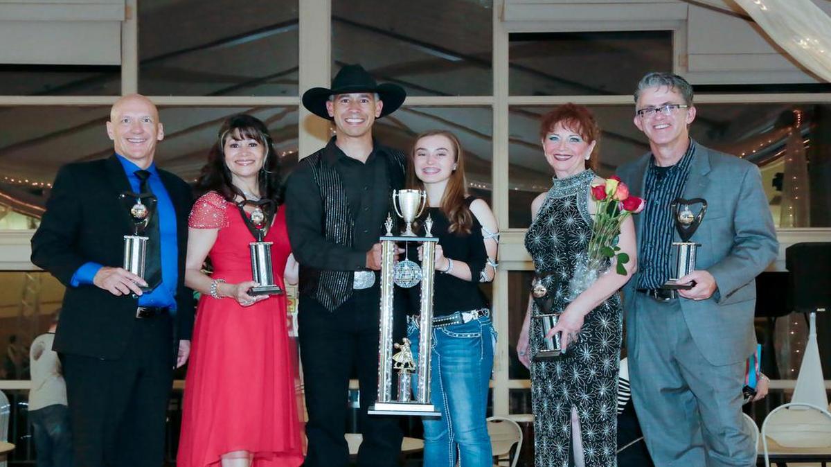 Winners of Atascadero’s Dancing with Our Stars event include E.J. Rossi and daughter Tobi, Aurora William, Brian Reeves, Susan Poteet and Chris Harmon.
