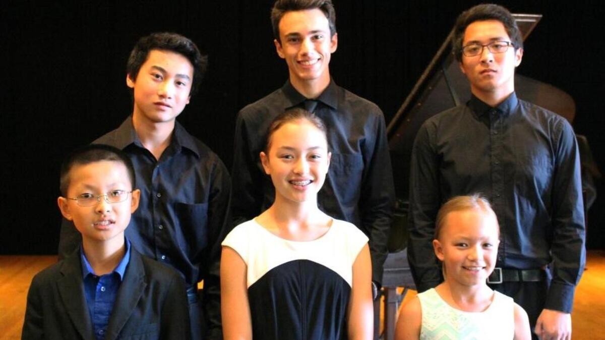 The 2017 Paderewski Festival Youth Competition winners, are, from left, top to bottom, Vincent Lertchareonyong, Max Afifi, Xinyun Liu, Andy Shen, Holly Hadsall and Noelle Hadsall.