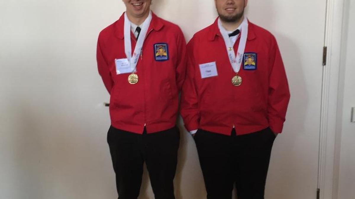 Ryan Hoover, left, and Trace Williams recently placed ninth in the nation for 3-D Animation at the SkillsUSA competition in Louisville, Kentucky.