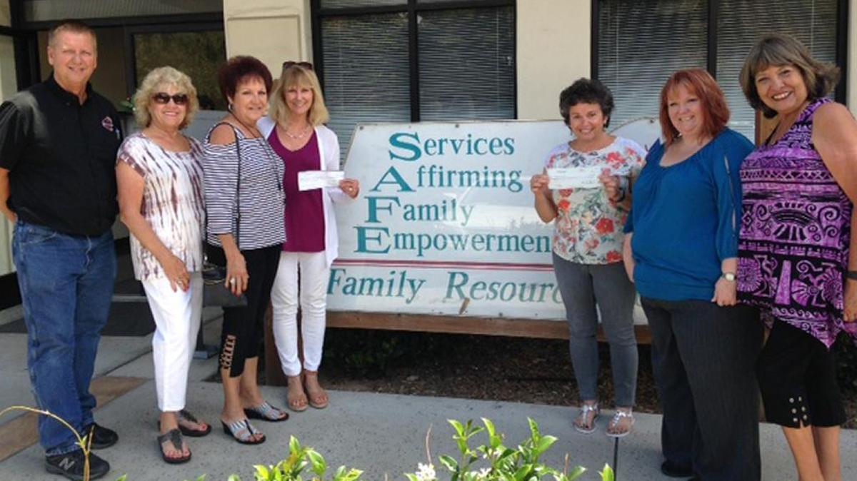 The South County Youth Coalition has received a donation from the Pismo Beach Women of the Moose. At the check presentation are, from left, John Sly, Pam Carter, Sue Seaman, Mary Squellati, Laurie Morgan, Traci Corbin and Mitzi Kelly.
