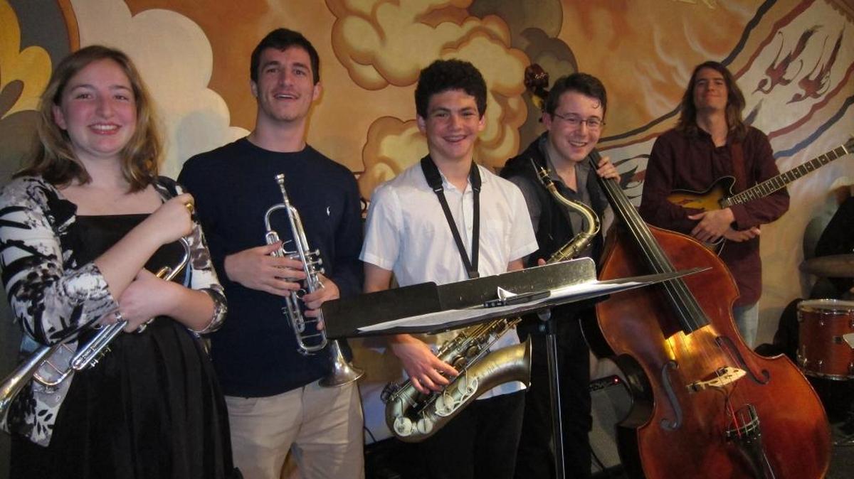 From left, Breanna Chambers, Michael Woodson, Ben Rosenberg, Matthew Evans and Addison Rifkind were awarded scholarships from the SLO County Jazz Federation funded by the Matt Taylor Memorial Trust.