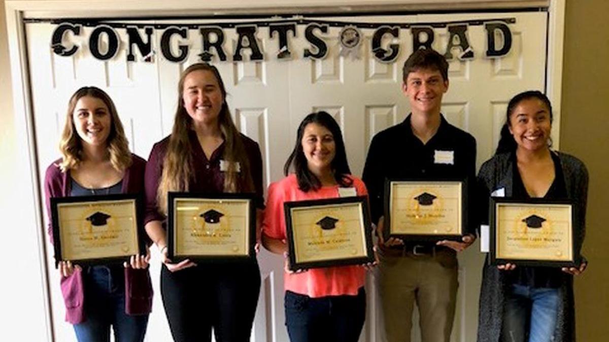 Nipomo Women’s Club scholarship recipients are, from left, Sierra Gardner, Alexandra Lvova, Melynda Calderon, Nicholas Houchin and Jacqueline Lopez-Murguia.