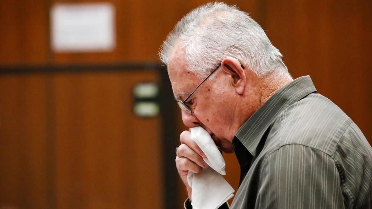 Bernard Melvin wipes tears as he gives his victim impact statement Monday in the sentencing hearing for Ezeoma Chigozie Obioha, who was convicted of murder in the killing of Bernard’s daughter 30-year-old Carrie Melvin.