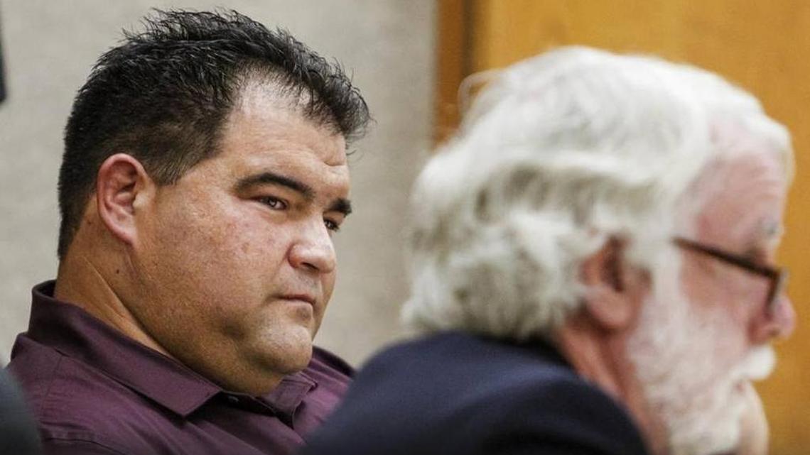 Matthew Roland Betts, 47, of San Luis Obispo, listens with defense attorney Jeffry Radding (right) during his preliminary hearing in September 2016. Betts was sentenced Monday to 25-years-to-life in prison.