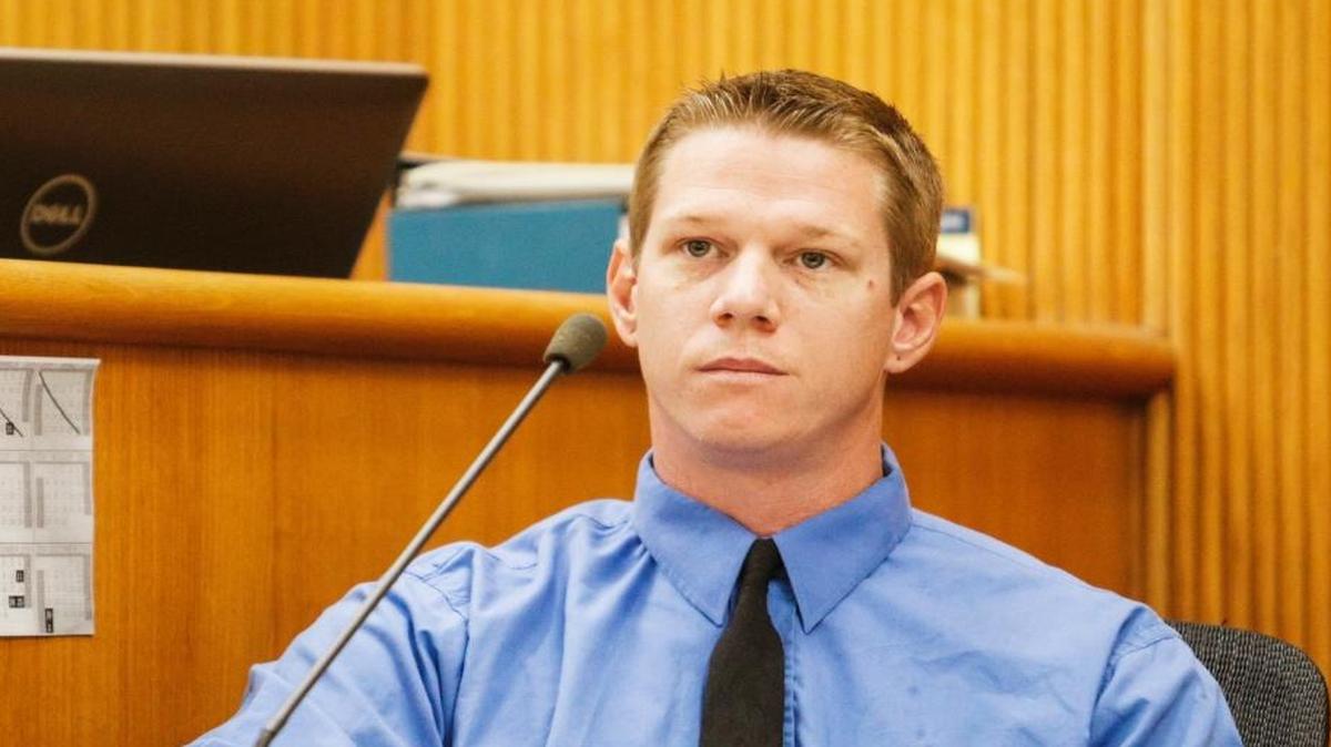 Rian Mabus testifies during his July 2016 trial on rape charges. He is currently being tried again after jurors hung on one of two charges in that trial.