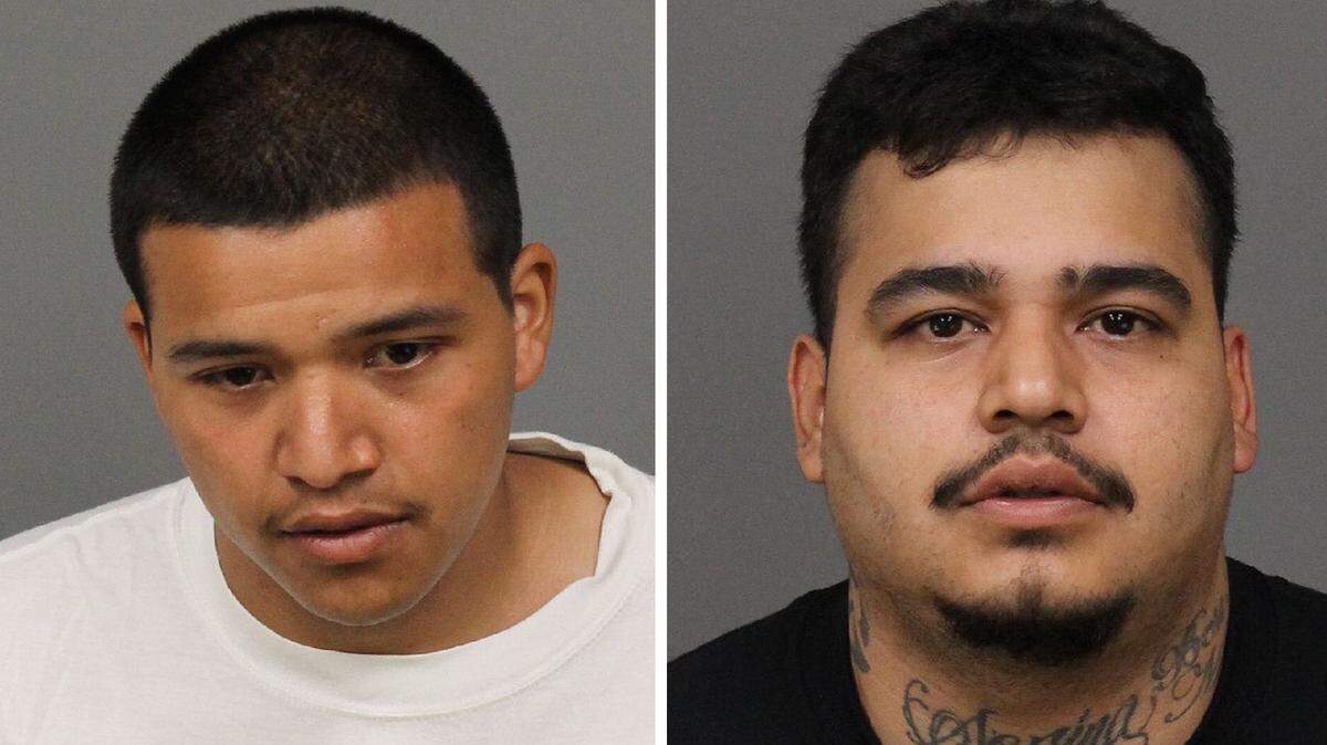 Chris Casas, left, and Mario Aquino were arrested following burglaries at AutoZone stores in Morro Bay and Atascadero.