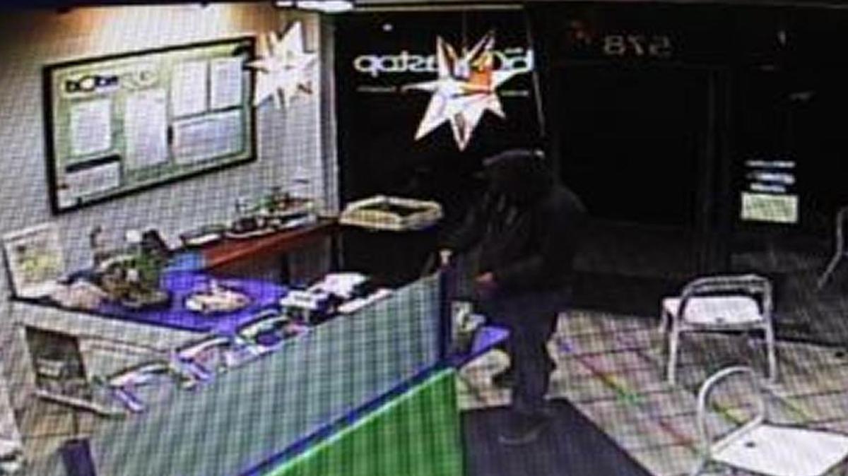 A screen shot of footage taken during a robbery at Boba Stop in San Luis Obispo.