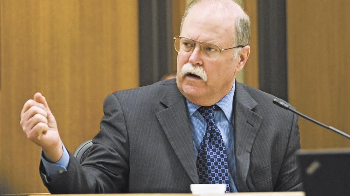 File photo of Philip Thomas Hanes testifying in December 2014 during his trial for the stabbing death of his girlfriend, Tina Maria Beddow.