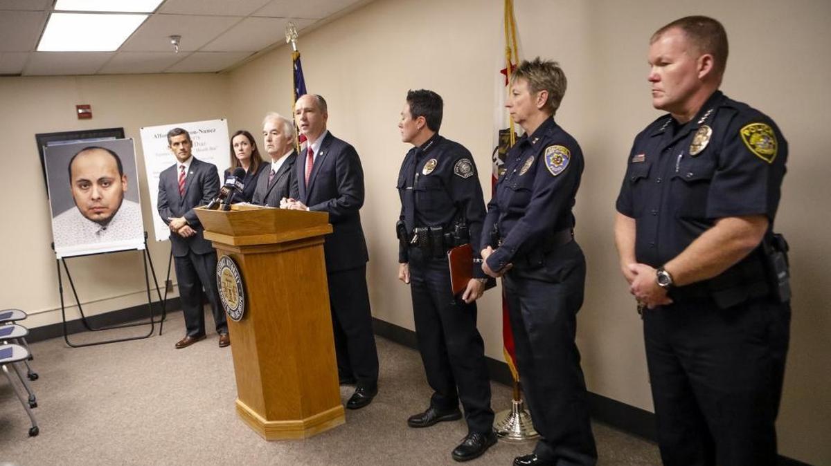 San Luis Obispo County District Attorney Dan Dow leads a news conference Monday on the case of Uber driver Alfonso Alarconnunez of Santa Maria, who is accused of raping multiple intoxicated women after giving them rides home in San Luis Obispo.