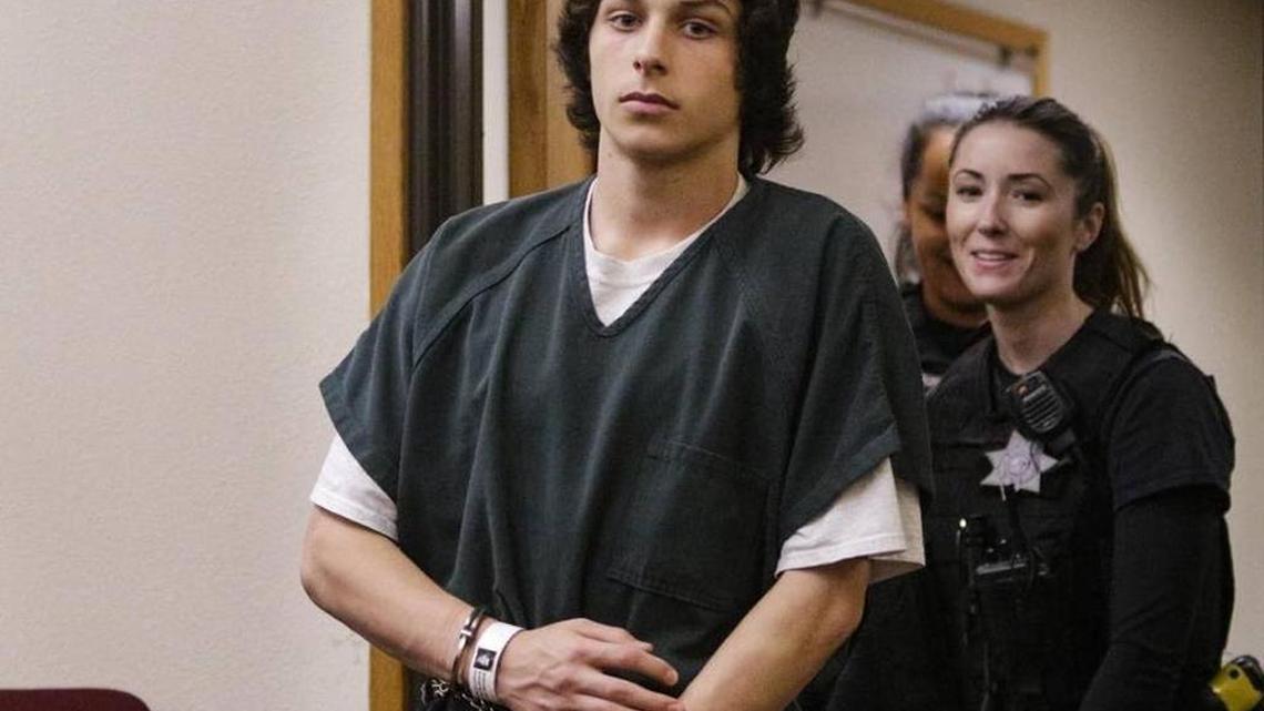 Wyatt Douglas Warnars is brought into a Superior Court transfer hearing Jan. 20. He is one of five accused of armed robbery during a house party in Templeton in July.