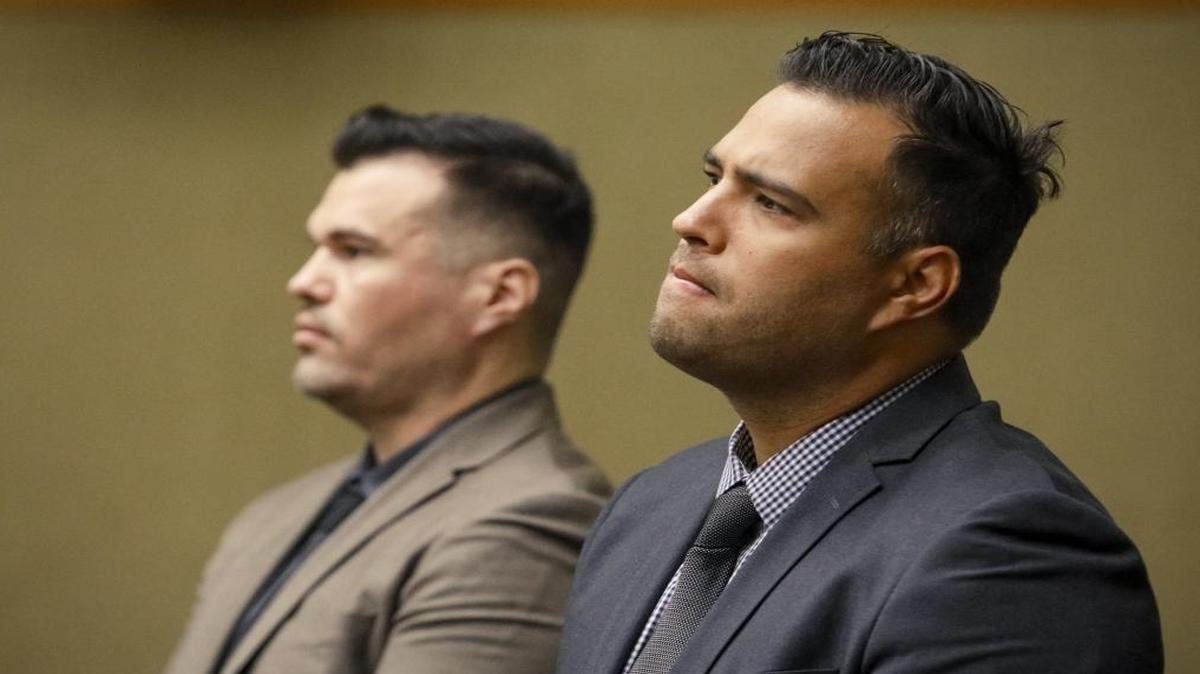 Southgate police officers and brothers Edgar Gomez, left, and Carlos Gomez-Marquez were sentenced to 60 days in San Luis Obispo County Jail and four years of supervised probation for child abuse at a youth boot camp at Camp San Luis Obispo in 2015.