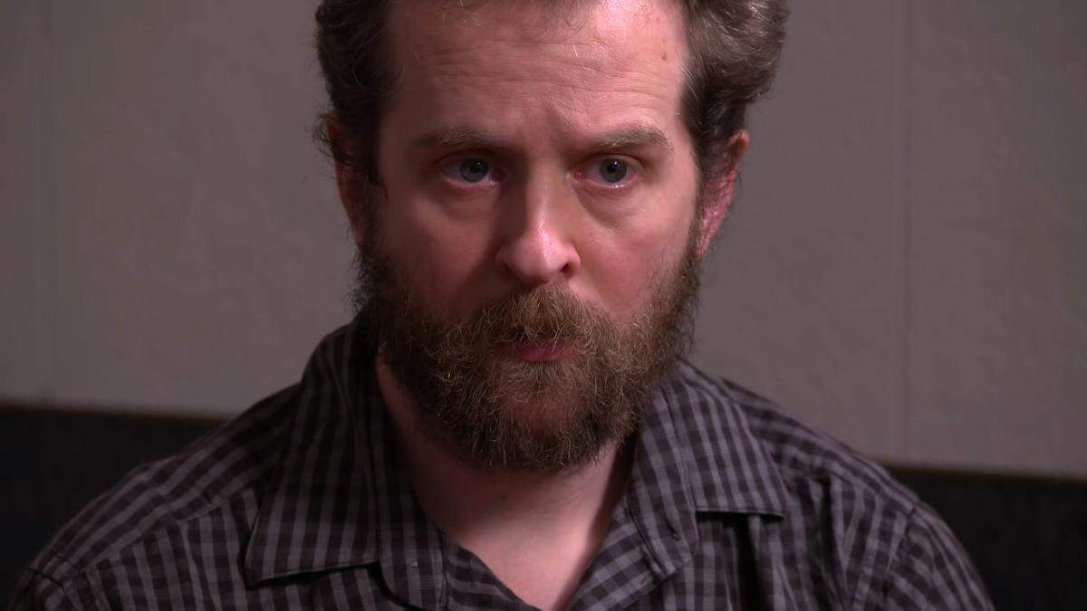 Beau Brigham appears in a scene from CBS News’ ”48 Hours: Click for a Killer,” airing Saturday. The Riverside man is accused of soliciting the murder of his stepmother, who lives in San Luis Obispo; he has pleaded not guilty.
