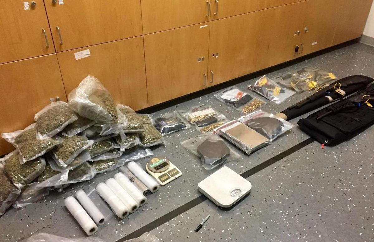 Rifles, handguns, ammunition, marijuana, heroin and paraphernalia allegedly found in the car of Joshua Nathaniel Stone, 37, of Ukiah after he allegedly crashed his car on Highway 101 last week.