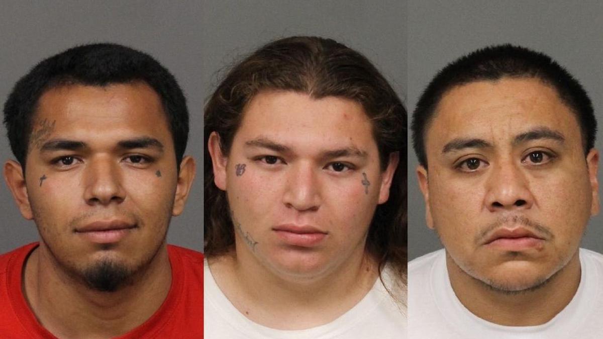 From left, Gregory Rodriguez, Nicholas Rodriguez and Andrew Alonso of Fresno were arrested after a fight Friday night in Avila Beach.