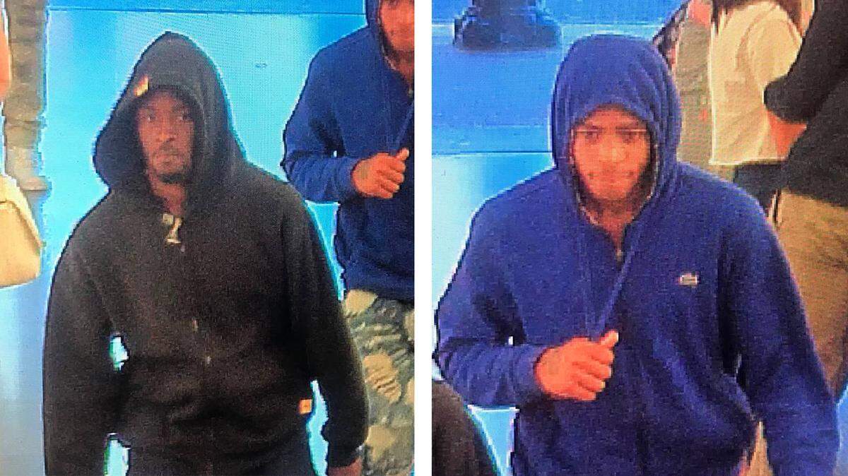 Security camera images show two of three men suspected of burglarizing the downtown San Luis Obispo Apple Store on Thursday, June 21, 2018.