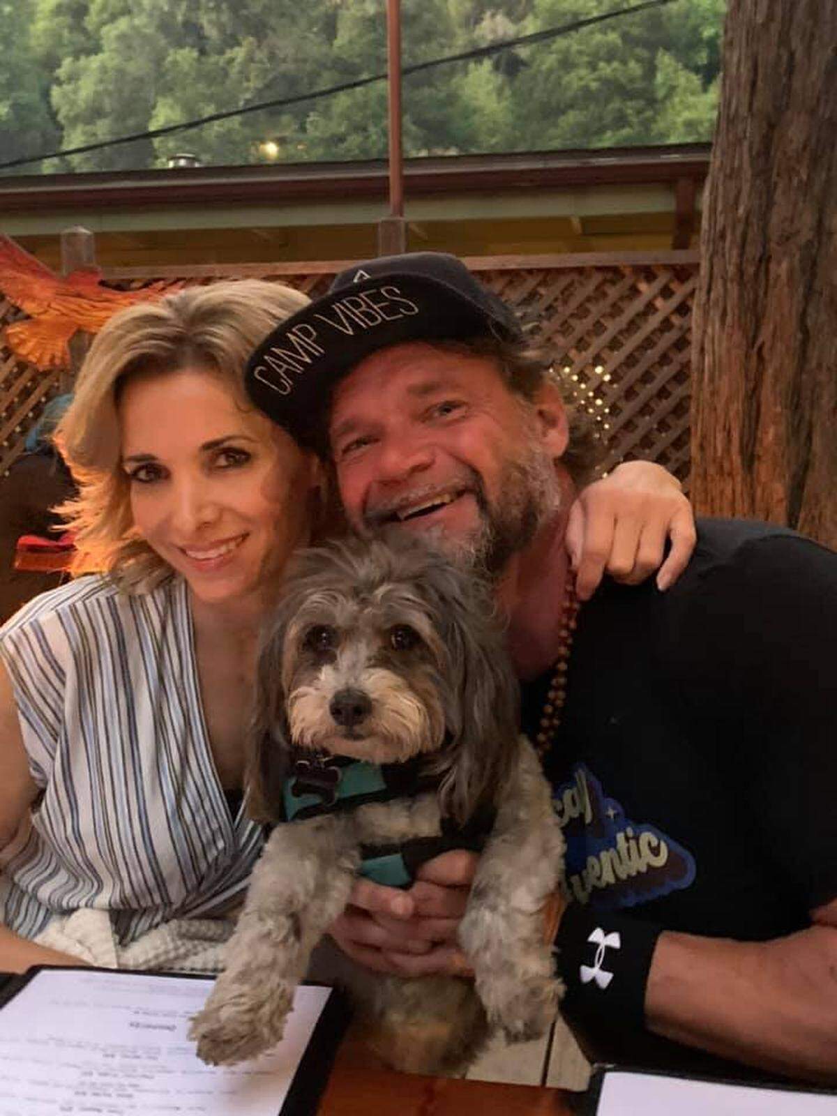 Rick Joseph and his girlfriend Monika Tumbrello with their dog, Cherry. The pet and Tumbrello’s car were recently stolen in SLO but both were recovered.