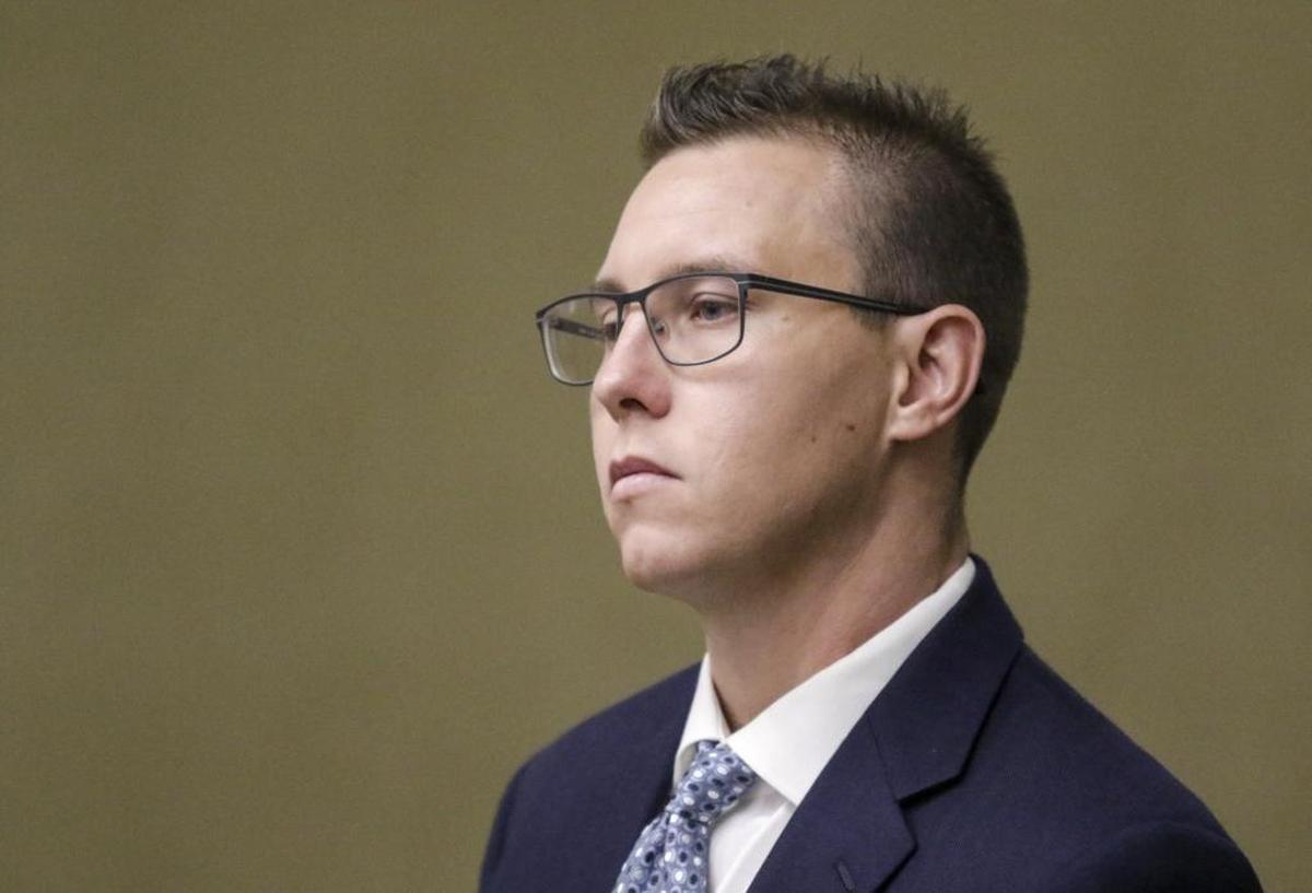 San Luis Obispo developer Ryan Wright listens in court during his second arraignment in September 2016. He was convicted in July 2019 of five domestic violence-related felonies for a drunken attack on a girlfriend.