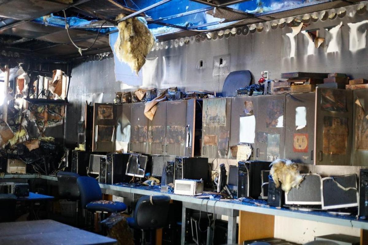An arson fire in December caused $1.8 million in damage to the San Luis Obispo High School computer lab.
