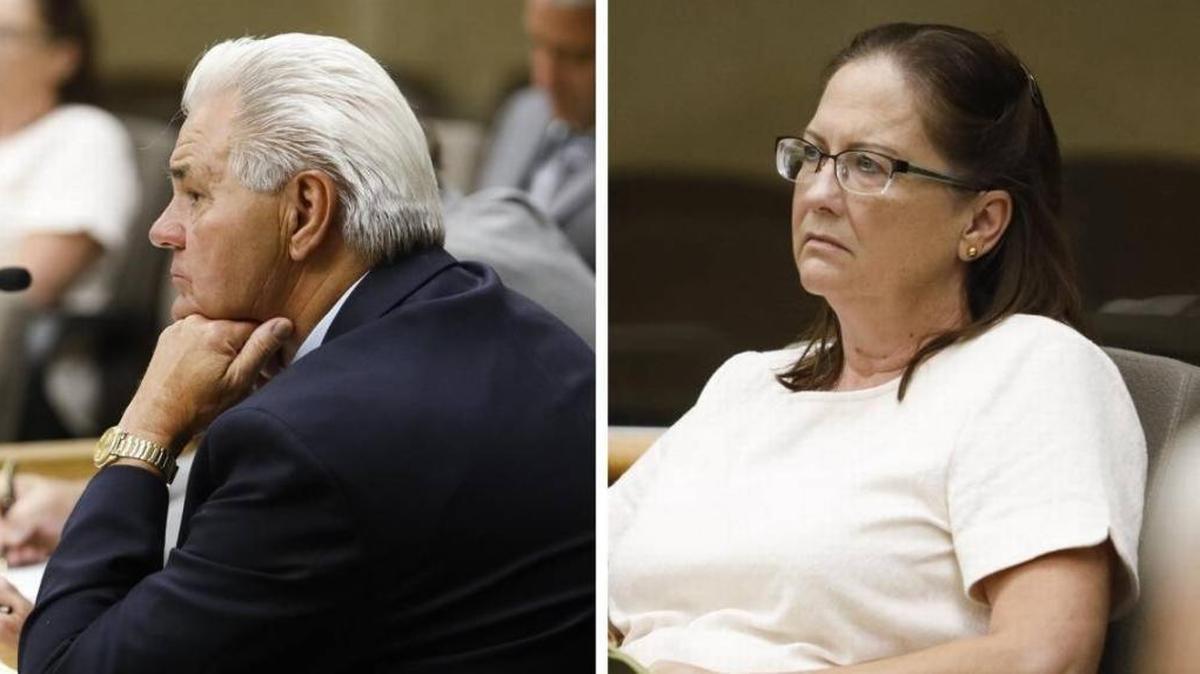 Rodney Jarmin, left, and Tammy Jordan of Real Property Lenders listen in court in July. A jury could not agree on Monday whether the two knowingly omitted information that cost their investors hundreds of thousands of dollars in 2007.