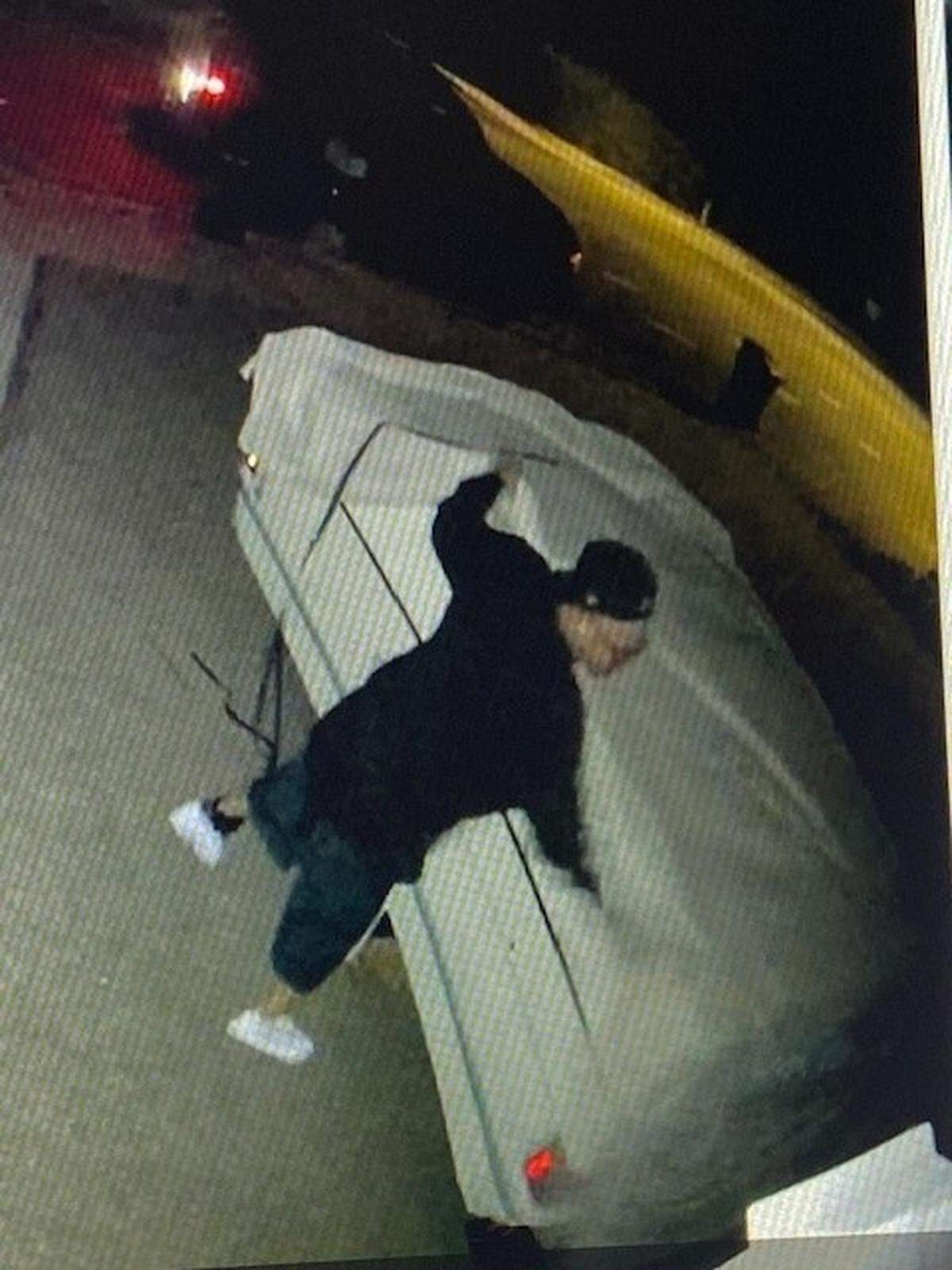 Grover Beach police are searching for this man, a suspect in a theft that was caught on camera. He appears to be wearing an ankle monitor on his left leg.